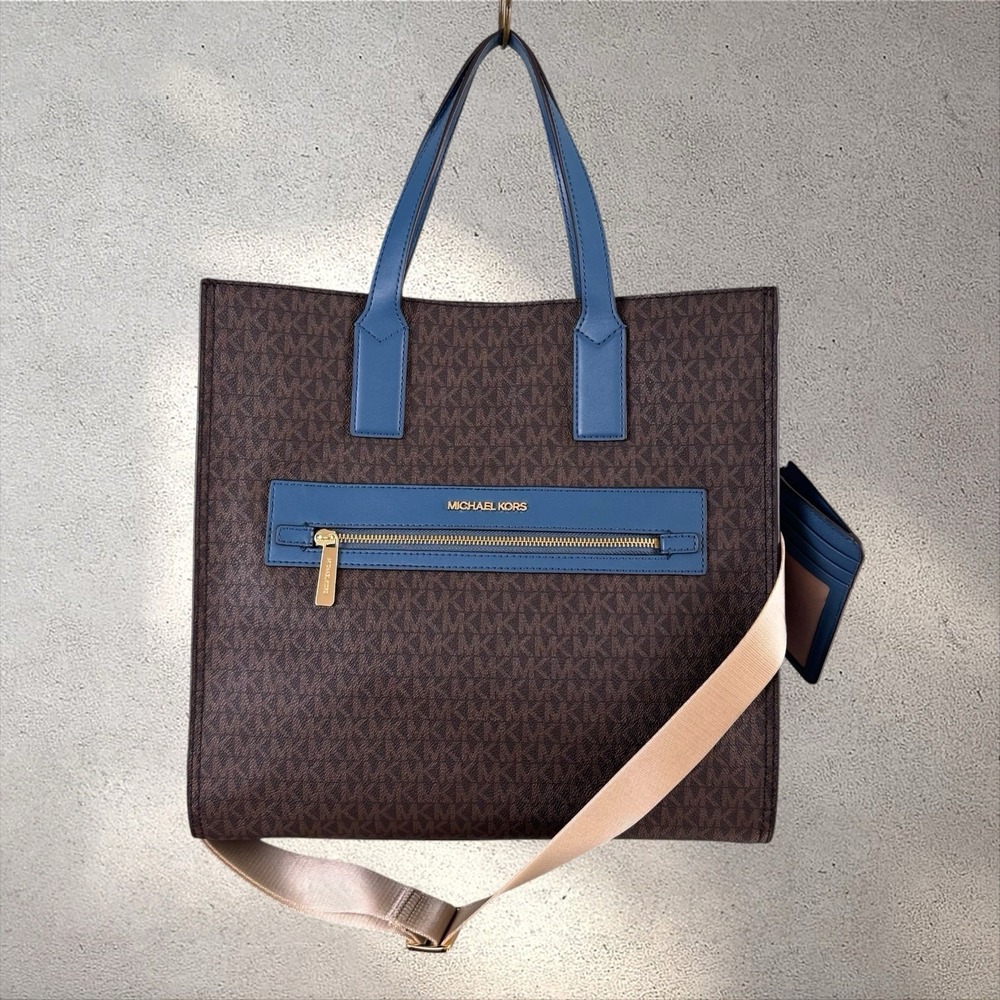 Michael Kors Kenly Large North South Tote Crossbody Strap + Wallet Keychain NWOT